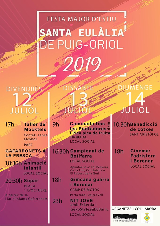 12 de juliol : animació infantil a la festa major d'estiu de Santa Eulàlia de Puig-Oriol.